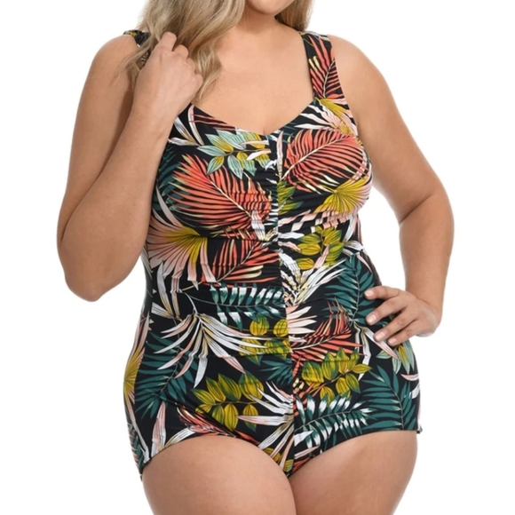 Maxine of Hollywood | Swim | Maxine Swimsuit Slimming Tummy Control  Tropical Leaf One Swimsuit Bathing Suit | Poshmark